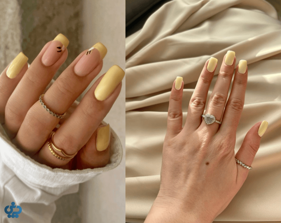 لاک زرد کره ای ست با طلا