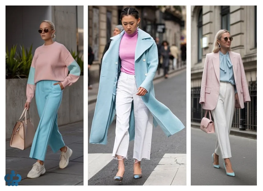 ترکیب رنگ آبی مه آلود با صورتی