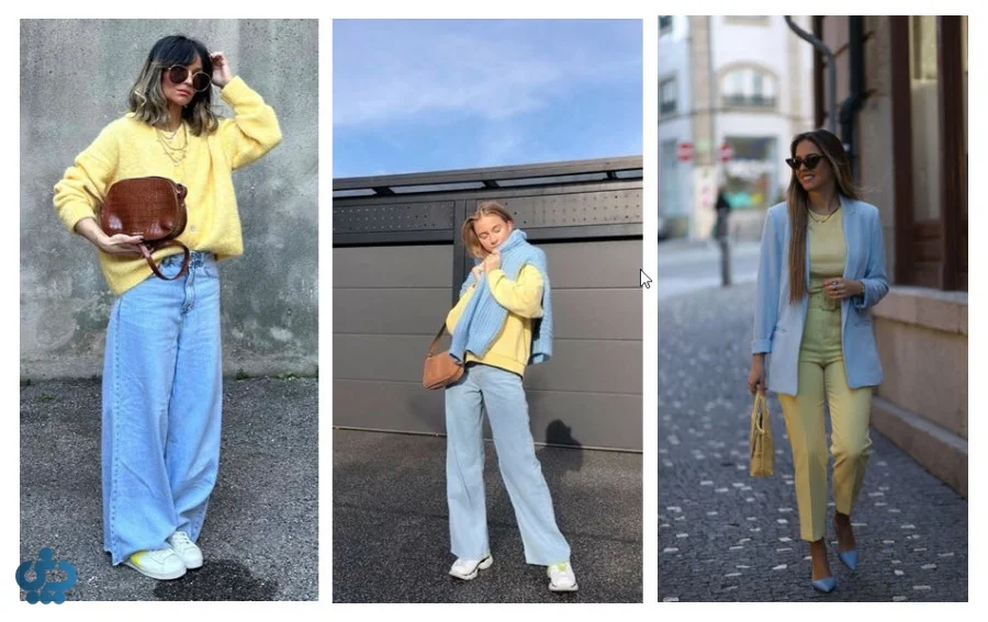 ترکیب رنگ آبی مه آلود با زرد