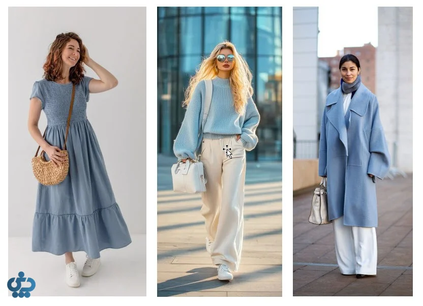 ترکیب رنگ ست با آبی مه آلود