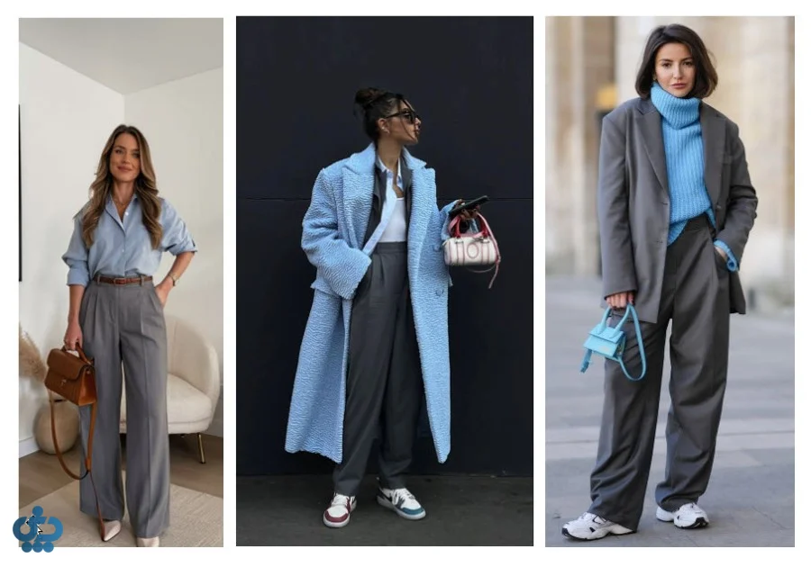 ترکیب رنگ آبی مه آلود با طوسی