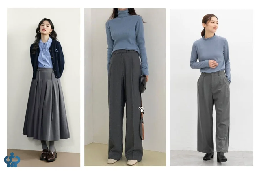 ترکیب رنگ آبی مه آلود با خاکستری