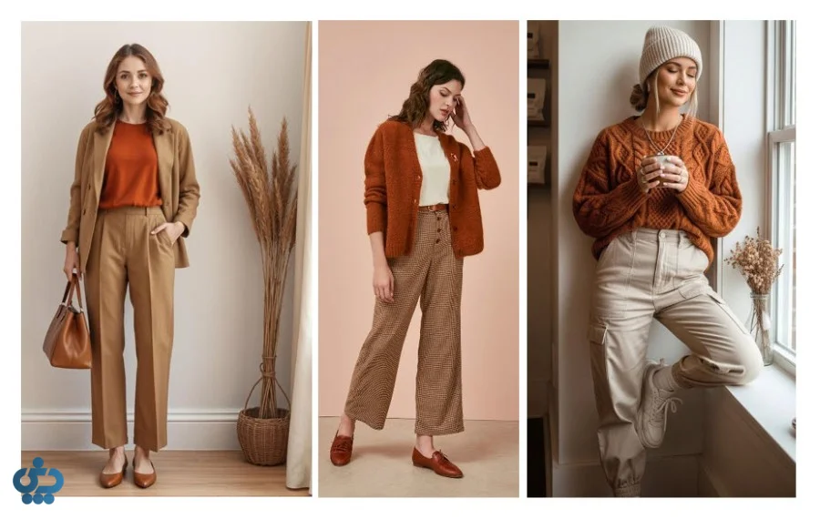 ست پاییزی قهوه ای و نارنجی