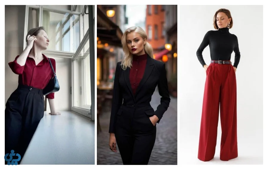 ست پاییزی زرشکی و مشکی