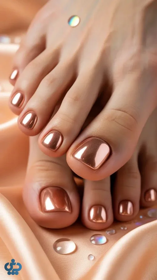 ژلیش متالیک و کروم ناخن پا