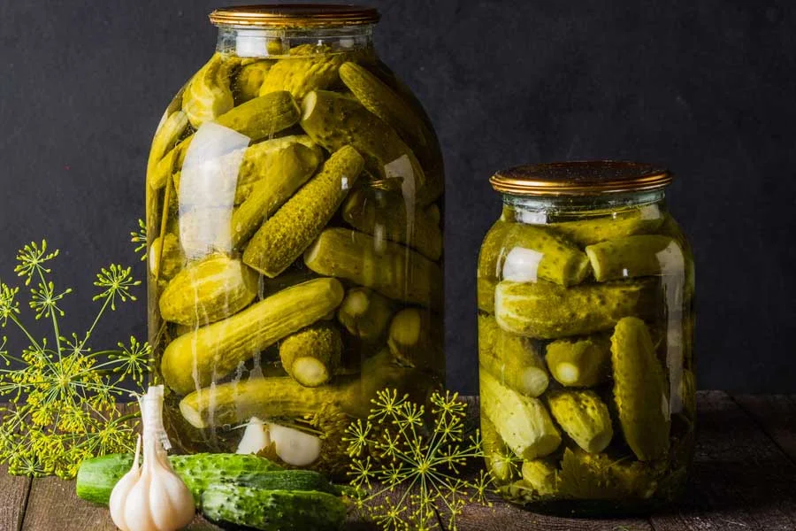 خیارشور خانگی ترد با سبزیجات محلی