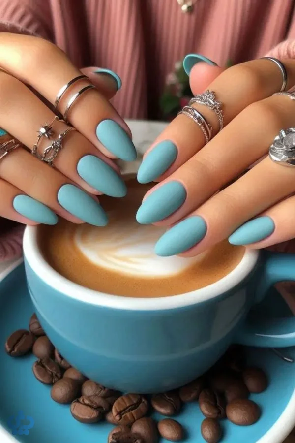 ناخن آبی آسمانی مات